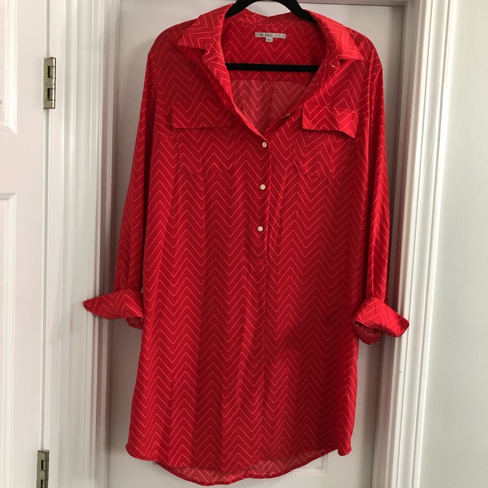 GAP pink on pink button-up shirt dress